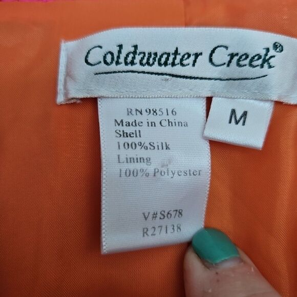 Coldwater Creek Women's Artsy Silk Collar Open‎ Boxy Pink Blazer Jacket Sz Med. - Picture 3 of 8